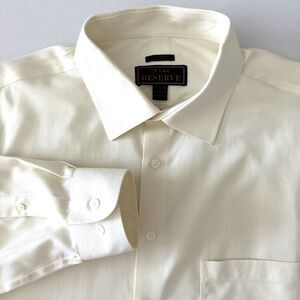 Jos. A. Bank Reserve Mens 17.5 35 Dress Shirt Butter Yellow Egyptian Cotton Luxe